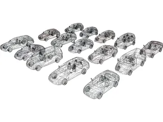 Collection of Cars 3D Model preview