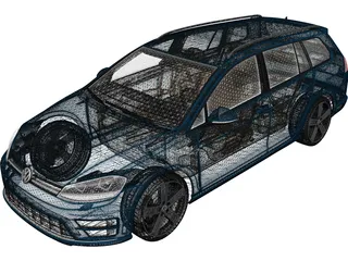 Volkswagen Golf R Variant (2015) 3D Model preview