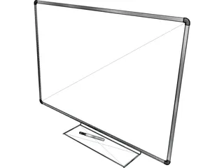Whiteboard with Pen 3D Model preview