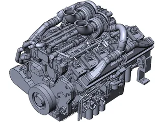 Cummins QSK38-G Diesel Engine 3D Model preview