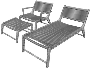 Oceans Lounge Chair 3D Model preview