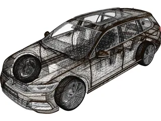 Volkswagen Passat Variant R-Line (2015) 3D Model preview