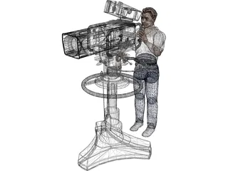 TV Camera with Operator 3D Model preview