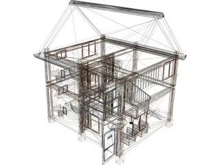 Wood House 3D Model preview