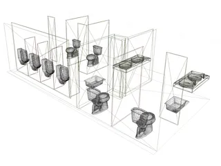 Male and Female Toilet 3D Model preview