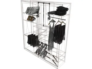 Closet with Furniture 3D Model preview