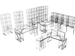 Modern Office Furniture Collection 3D Model preview