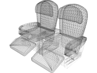 Seats Airplane 3D Model preview
