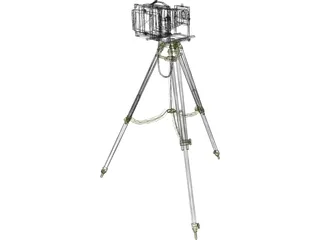 Old Fashion Camera On Tripod 3D Model preview