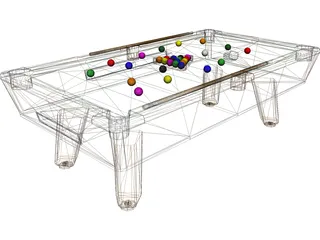 Indoor Pool Table 3D Model preview