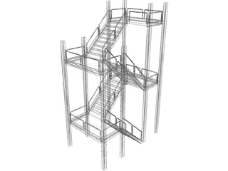 Two-level Stairs 3D Model preview