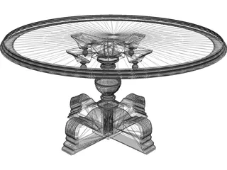 Carved Dining Table 3D Model preview