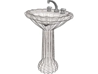Pedestal Sink 3D Model preview
