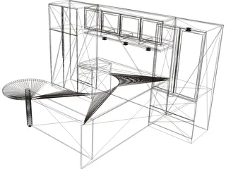 Executive Office Desk 3D Model preview