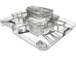 House 3 Story 3D Model preview
