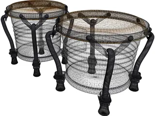 Bongos Pair 3D Model preview
