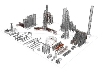 Oil Refinery Parts 3D Model preview