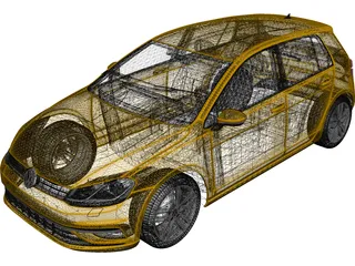 Volkswagen Golf (2017) 3D Model preview