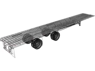 Split Axle Flatbed Trailer 3D Model preview