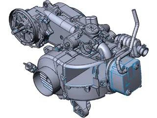 Scooter Engine 100cc 3D Model preview