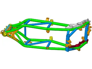 Enduro Motorcycle Frame 3D Model preview