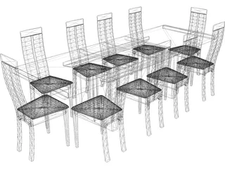 Table with Chairs 3D Model preview