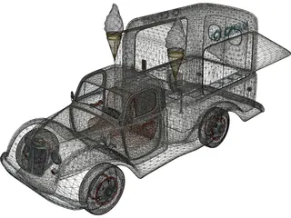 Ice Cream Truck (1950) 3D Model preview