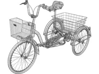 Three-wheeled Bicycle 3D Model preview