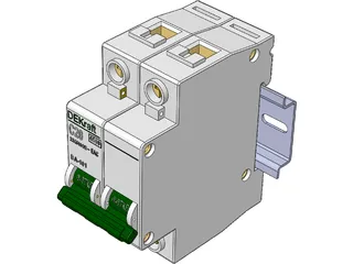 Circuit Breaker with DIN Rail 3D Model preview