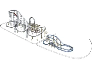 Roller Coaster 3D Model preview