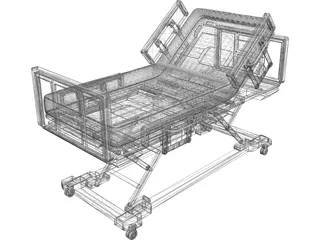 Hospital Bed 3D Model preview