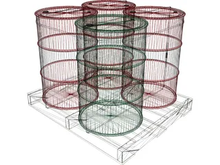 Drums on a Pallet 3D Model preview