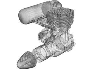 O.S. 61 FX RC Engine with Muffler 3D Model preview