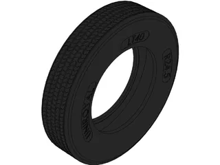 Tire Uniroyal LT40 11 R24.5 3D Model preview