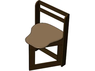 Wooden Folding Chair 3D Model preview