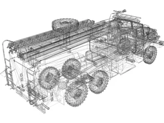 Ural 5557 Fire Truck 3D Model preview