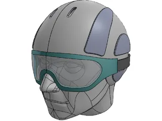 Ski Helmet with Goggles 3D Model preview