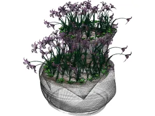 Flower Bed with Flowers 3D Model preview