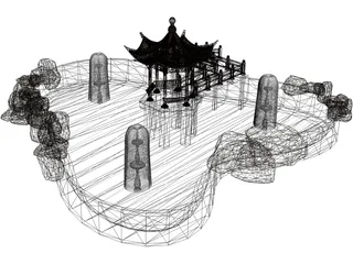 Pavilion On Pond 3D Model preview