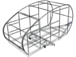 Mini Teardrop Camper Frame 3D Model preview