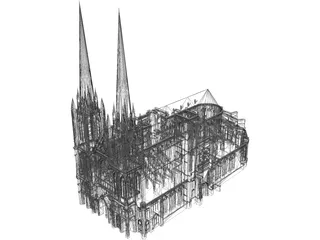 Gothic Clermont Cathedral 3D Model preview