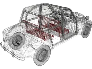 Citroen 2CV AZAM (1969) 3D Model preview