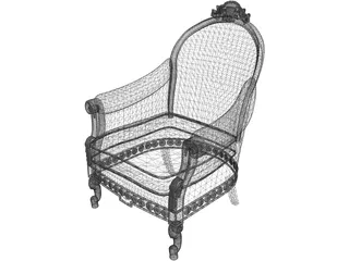Antique Classic Armchair 3D Model preview