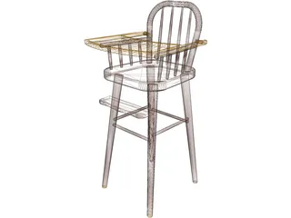 Baby Highchair 3D Model preview