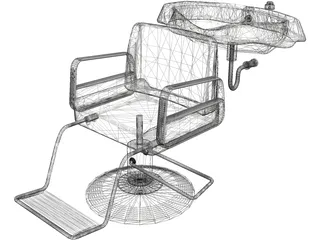 Hair Salon Washing Chair 3D Model preview