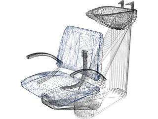 Hair Salon Washing Chair 3D Model preview