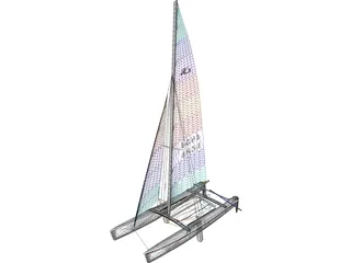 Hobie 18 Racing Catamaran 3D Model preview