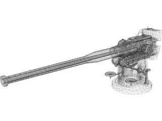 100mm Naval Cannon B25 3D Model preview