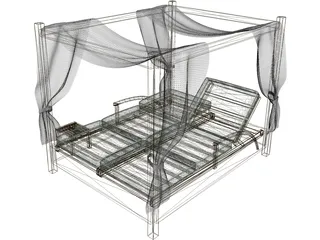 Balinese Bed 3D Model preview