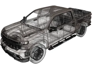 Chevrolet Silverado 1500 Crew Cab LT (2019) 3D Model preview